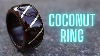 Making the ring using coconut shell | biddi's creativity | How to make a ring
