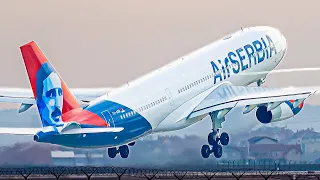 AMAZING CLOSE-UP Plane Spotting at Belgrade Airport - Morning Rush Hour | A330, A321neo, B737... |