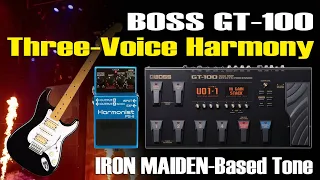 BOSS GT-100 Three Voice Harmony / Maiden style / Harmonist effect.