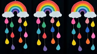 DIY - EASY RAINBOW WALL HANGING WITH PAPER  || PAPER CRAFTS || WALL DECOR IDEAS