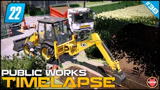 🚧 Digging A Trench For A Pipeline With A JCB Backhoe Loader ⭐ FS22 City Public Works Timelapse