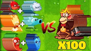 40 Random Plants Pair Team Vs 100 Monkey Zombie Level 5 - Who Will Win ? Pvz 2 Challenge