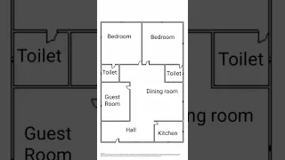 2 Bedroom, Hall, Kitchen, Guest Room, Toilet attached Bedrooms. Ghar ka naksha. Home plan,house plan