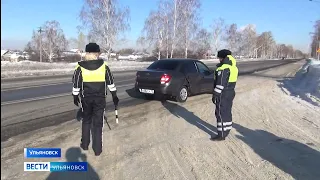 Женский патруль ГИБДД поздравил ульяновских водителей с Днем защитника Отечества