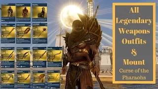 Assassins Creed Origins| All Legendary Weapons, Outfits, And Mount| Curse of the Pharaohs