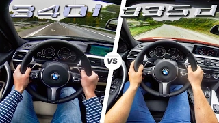 BMW 340i vs 335d ACCELERATION & TOP SPEED POV Autobahn by AutoTopNL