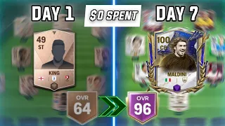 64 TO 96 OVR IN 7 DAYS WITHOUT SPENDING MONEY in FC MOBILE | CLAIMED BEST PLAYER! CRAZY PACK OPENING