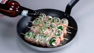 You will become the No.1 fan of this snack! Chicken and spinach in beer, in the pan!