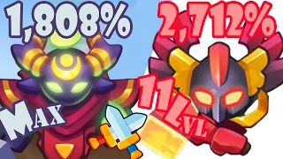 Cultist LvL15 Critical 1,808% VS Inquisitor Knight of Darkness Critical 2,712%, PVP - Rush Royale