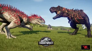 TREX OMEGA 09 VS INDOMINUS REX MAX LEVEL 🦖 Dinosaurs Battle - Jurassic World Evolution