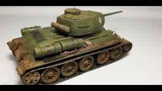 Сборка и покраска танка Т-34/85 (диорама танковый бой часть 4)