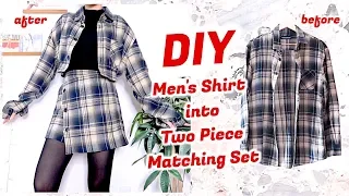 Refashion DIY Men's Shirt into Two Piece Matching Set / ファッション 古着リメイク / 옷리폼 / COSTURAㅣmadebyaya