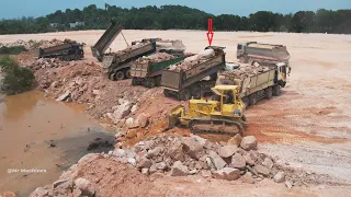 Part 43| Most Wonderful Land Reclamation with Much Big Rock Dirt Move and Load by Dozer & Dump Truck