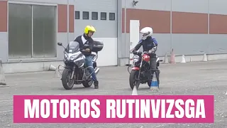 Practicing the new 2021 motorcycle routine test exercises at the Continental Safety Hungary Open Day