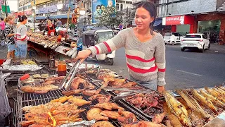 Most Popular Cambodian Street Food - Tasty Charcoal Grilled Duck, Fish, Chicken, Pork & More