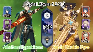 C0 Alhaitam Hyperbloom & C0 Navia Double Pyro - Spiral Abyss 4.24.3 Floor 12 9 star Genshin Impact