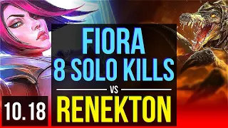 FIORA vs RENEKTON (TOP) | 3 early solo kills, 8 solo kills | KR Diamond | v10.18