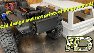 Design and test prints of rear hinge mount for the TRX4 and club 5 racing XJ body!