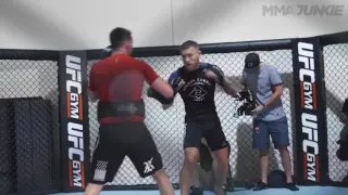 Conor McGregor works out for the media in preparation for UFC 202