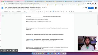 Race: The Power of and Illusion Episode 1 Assignment Sheet overview