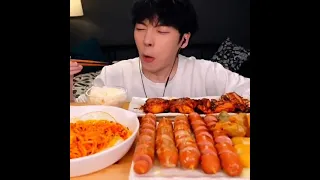 SUB)Cheese Rosé Tteokbokki, Gimbap, Deep-fried food Mukbang ASMR Eating Sounds#847