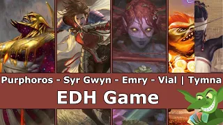Purphoros, Bronze-Blooded vs Syr Gwyn vs Emry vs Vial Smasher || Tymna EDH / CMDR game play