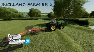 Fella Windrow. Baling Hay. | Buckland Farm Ep. 6 | #FarmingSimulator22