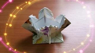 Simple Paper Crafts. Origami Box Stand (Holder) For  Easter Eggs and Sweets