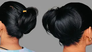 Simple hair bun at 🏡||#subscribe #trending #hairstyle #youtubevideos #hairs @Khushabuofficial08