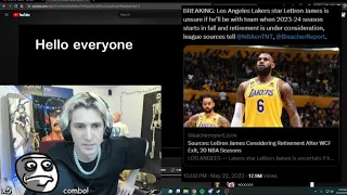 xQc reacts to LeBron saying he's thinking about retirement