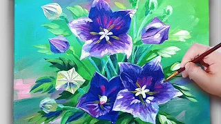 How to paint Balloon flower / Acrylic painting for beginner/ Easy flowers /아크릴화  / asmr #80