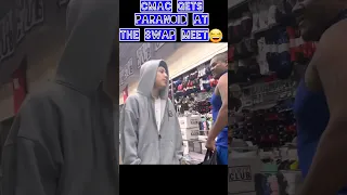 CMAC BANGS ON NON ACTIVE MEXICAN HOMIE AT THE SLAUSON SWAP MEET😳🤔😡@Babycmac55 #cmac #cripmac