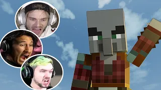 Gamers Reaction to First Seeing a Pillager in Minecraft ft. Pewdiepie, Jacksepticeye, and Markiplier