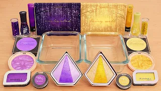 Purple vs Gold - Mixing Makeup Eyeshadow Into Slime ASMR