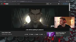 PewDiePie Reacts to Arcane Netflix Trailer from livestream (Raw Footage)