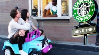 DRIVING THRU STARBUCKS IN A TOY CAR w ANDREW LOWE! ~episode 3~