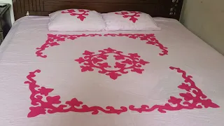 TUTORIAL: Appliqué (Applic) Hand Made Bed Sheet and Pillow Covers Design. | AN Handicraft