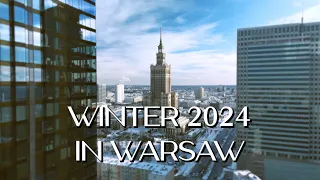 WARSAW IN WINTER FROM DRONE, POLAND SKYLINE 2024  DJI MINI4PRO