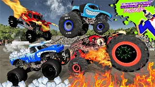 Monster Jam INSANE Racing and Crashes #5 | BeamNG Drive | Steel Titans