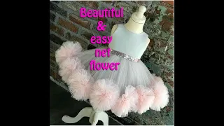 How to make Easy Fabric Flower | net flowers | sparkle thread