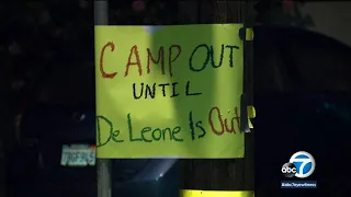 Protestors gather outside home of LA Councilman Kevin de León