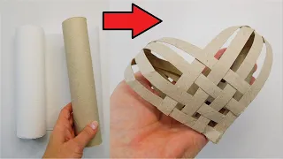Super Paper Roll Crafts / Weaving Heart 3D DIY / Recycling Decoration Ideas