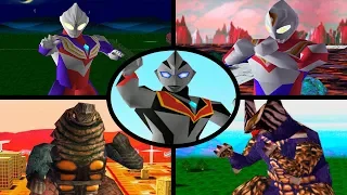 ALL BOSSES,NO DAMAGE (HARD) - ULTRAMAN TIGA & DYNA: NEW GENERATIONS! (PS1)