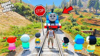 Franklin and Shinchan Thomas Friends Train (Stop Break Fail Train Challenge in GTA V) | Amaan Ansari