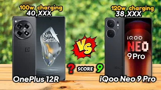 OnePlus 12R vs iQoo Neo 9 Pro Full comparison 🔥 Antutu Score 1.6M+ ⚡Best Mobile under 40,000