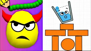 Draw To Smash VS Happy Glass Logic Puzzle Gameplay - Satisfying Double Gameplay Max UPDATE