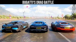 Forza Horizon 5 | Drag Battle of Bugatti's | Chiron vs Veyron vs Divo