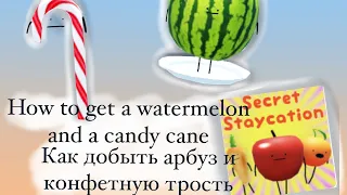 How to get a watermelon and a candy cane.Как добыть арбуз и сладкую трость.Roblox.Secret Staycation