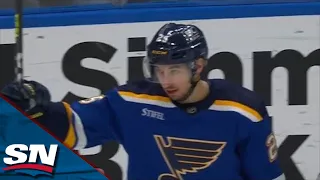 Blues' Jordan Kyrou Capitalizes On Brutal Turnover By Flyers' Noah Cates