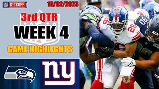 New York Giants vs Seattle Seahawks 3rd QTR GAME HIGHLIGHTS HD | NFL Week 4 - 10/02/2023